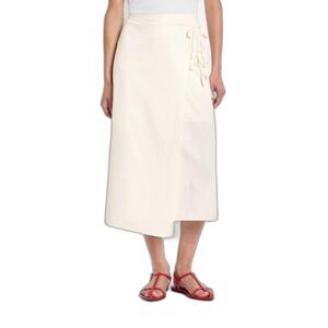 Future Collective Women's Mid-Rise Linen MIDI Wrap Skirt -White XL